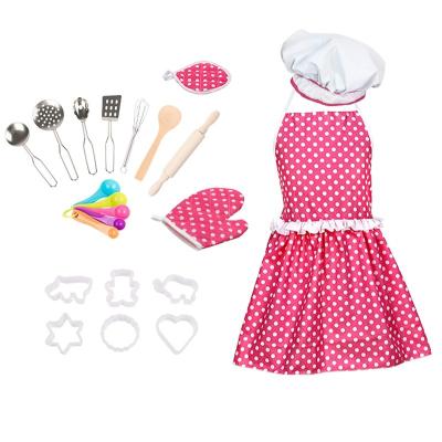 China POLYESTER Amazon hot sale kids girls boys pretend play toys kitchen costume role play kits cooking and baking set for sale