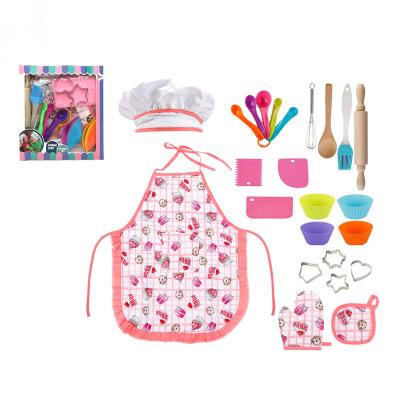 China New POLYESTER Dress Chef Costume Career Role Play Chef Role Play Cooking Children Set Kids Cooking Pretend Play Toys For 3-7 Years Old Gift for sale