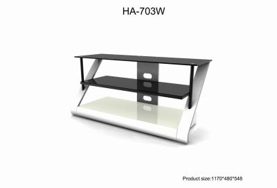 China Fashionable TV Media Stand Tempered Glass , Wood , Metal Material for sale