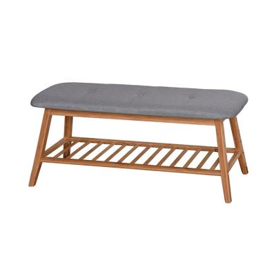 China Multifunctional High Quality Modern Fashion Low Price 2 Tier Bamboo Shoe Rack Bench With Cushion for sale