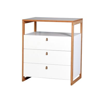 China Adjustable Leg Elegant Bamboo Frame White Wooden Storage Cabinet (Other) With 3 Drawers for sale