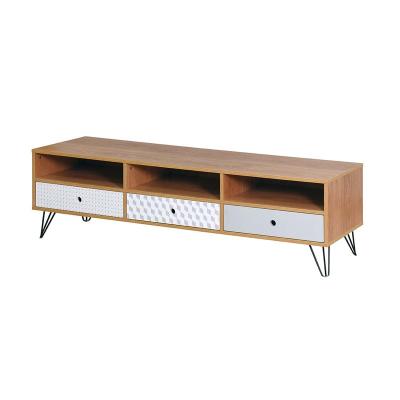 China Contemporary Modern Living Room Furniture 1 Shaped TV Cabinet Rack With Three Drawer Storage for sale