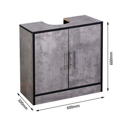 China Modern KD Modern Concrete Bathroom Sink Cabinet With A Laminated PB Paper Shelf Hidden Panel With Silver Handle for sale