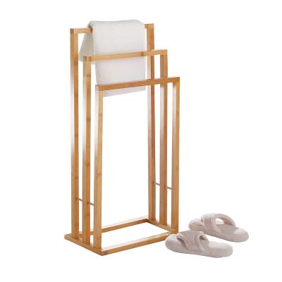 China Good Quality Modern Bamboo Bath Towel Shelf Bathroom Storage Rack Floor Stand for sale