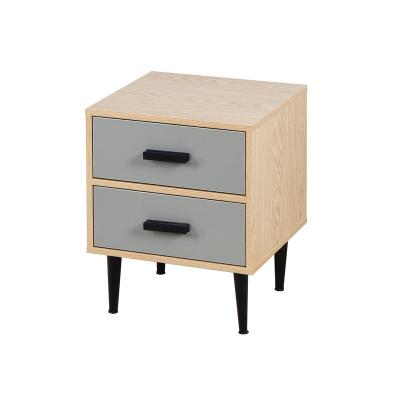 China Organizer OEM Melamine Veneer Plywood Nightstand With 2 Drawers Stacked Dresser Bedroom Nightstand Wood Organizer for sale