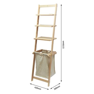 China 3 tier modern wooden wall shelf with fabric basket for sale