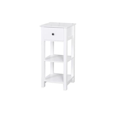 China Modern Nightstand Bedside Table Cabinet White Painting With One Drawer Modern For Bedroom for sale