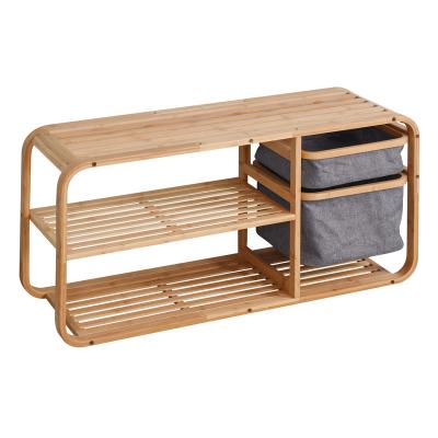 China Japanese Style Home Wholesale Bamboo Cabinet Storage Shoe Bamboo Bench for sale