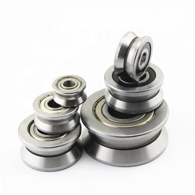 China HGJX China Bearing Company LV20/8ZZ 8*30*14 Hotels Slot In Deep V Track Trust Roller Bearing Groove Ball Bearing Guide V Wheel Bearing for sale