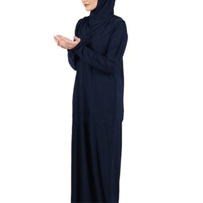 China Ethnic Female Long Dress With Prayer Anti-skip Muslim Pure Color Jilbab Belt Ladies Pastel Two-piece Dress for sale