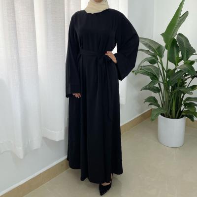 China Ethnic female long dress with simple abaya dress abaya belt dress XL simple muslim dress islamic clothing wholesale for sale