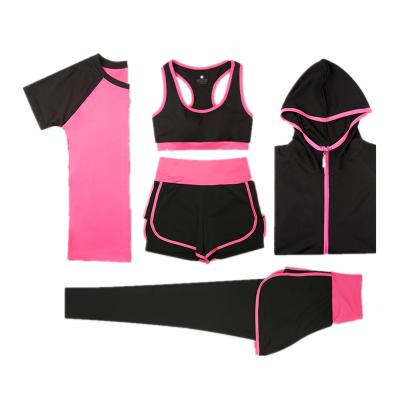 China Highest Quality Women's Activewear Yoga Gym Suit Tights Sportswear Breathable Training Wear Running Suit Fitness Series - 5pcs Set for sale