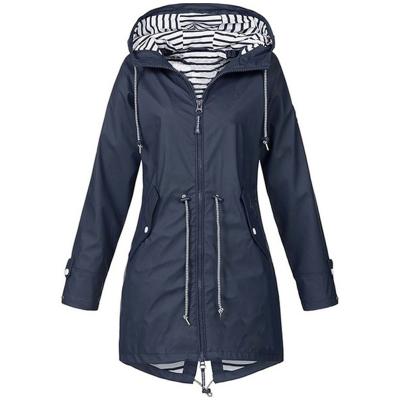 China New Fashion Women Autumn Winter Outdoor Solid Color Zipper Drawstring Dust Coat QUICK DRY Sports Waterproof Lightweight Coat Jacket for sale