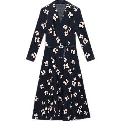 China Wholesale Anti-Static Butterfly Printed Long Black Dresses Spring Autumn Long Sleeve Dress With Seizure for sale