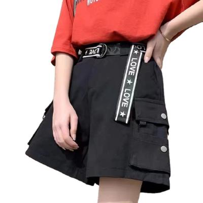 China 2022 New Girl Summer Solid Color Collar Shorts Short Pockets QUICK DRY Straight Thick Warm Waist Casual Loose Stretch Top for sale