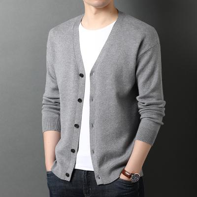 China New Anti-wrinkle autumn and winter V-neck men's style 100% wool knitted cardigan long sleeve sweater for sale