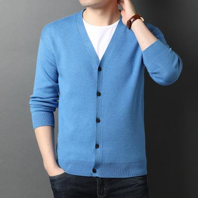 China Anti-wrinkle men's casual cardigan sweater 2021 autumn new solid color knitted coat men thin style for sale