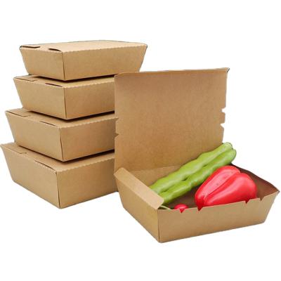 China Hot Disposable Cardboard Fiber Paper Bamboo Lunch Box Food Packing Box With Different Size for sale