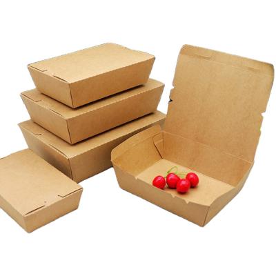 China Disposable Bamboo Kraft Lunch Boxes Bento With Customized Printing Paper Food Box for sale