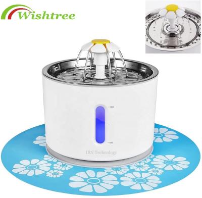 China Automatic 2.4L LED Automatic Circulation Pet Feeders Water Dispenser Cat Dog Water Drinking Fountain for sale