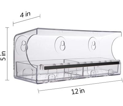 China Rectangular Viable Waterproof Wild Super Strong Suction Bird Snorting Bird Window Driver Acrylic Bird Feeder With Camera for sale