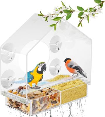 China Large Viable Outdoor Bird Feeder With Water Removable 6 Cup Strong Suction And Clear Dome Window Bird Feeder Bird Bath for sale