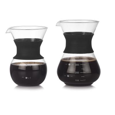 China Sustainable 300ml / 400ml Glass Portable Coffee Spill Over Adding Coffee Steel Mesh Filter Coffee Spill Over Set With OEM ODM Custom for sale