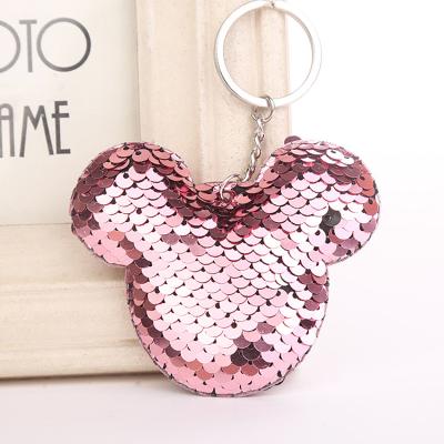 China Cute Key Ring Glitter Mice Key Chains Sequin Keychains Different Animal Mouse Promotion Gift Shape Materials Wholesale Custom for sale