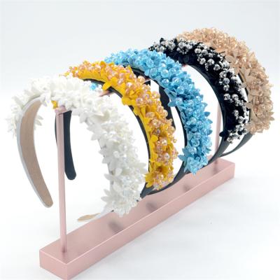 China European and American baroque crystal wide edge sponge headband lace handmade headband friendly material border hot sale for sale