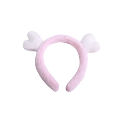 China New Design Friendly Material Customization Faux Mink Fur Elk Christmas Fuzzy Headbands Women Factory China for sale