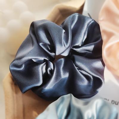 China European and American Style Custom Girls Kids Ponytails Holder Women Scrunchie 100% Solid Color Rubber Silk Hair Scrunchies Elastic Hair Bands Bulk for sale