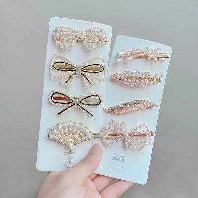 China Japan and Korean Style Bling Girls Women Kids Hair Accessories Beads Resin Acrylic Bow Hair Clips Rhinestone Clips Hair Slides Butterfly Hairpins for sale