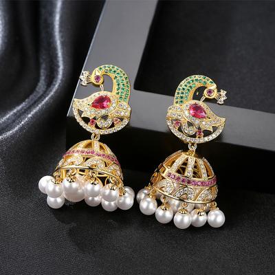 China Classic Retro Vintage Risin Women Jewelry European Wholesale Ethnic Diamond Big Long Chandelier Earring Phoneix for sale