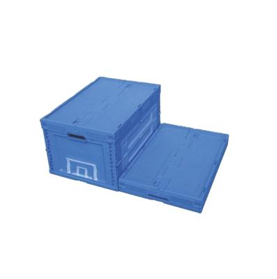 China Custom Solid Logo Rectangular Collapsible Food Fruit PP Folding Packaging Box Plastic Crate With Lid for sale