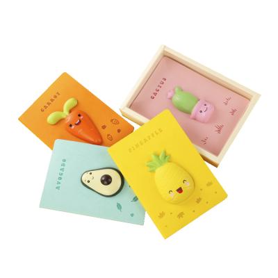 China Factory supply stocked a5 soft cover notebook cute stick with fruit series lined/dotted/grid set printing gift box notebooks for sale