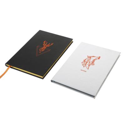 China Easy Enrolling A5 Custom Printed Logo Black and Silver PU Hardcover Leather Notebook with Color Notebooks for sale