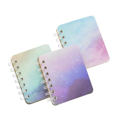 China A5 A6 Size Easy Writing Handmade Custom Printed Wrapping Paper Spiral Binding Notebook Card Cover Gradient White Color for sale