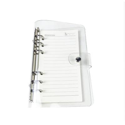 China A5 Ring Binder Cheap Loose Leaf Hologram Clear PVC Notebook with Metal Button Closure for sale