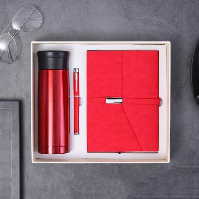 China High Quality Magnetic PU Leather Notebook Gift Set With Pen And Thermos Mug for sale