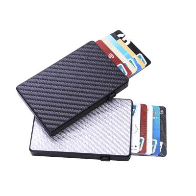 China Durable Slim Carbon Fiber New Arrival Wallet RFID Custom Leather Business Card Holder for sale