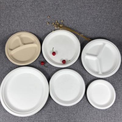 China Sustainable X26 Biodegradable compostable 9 inch dinner party sugar cane pulp sugarcane bagasse disposable paper plate for sale