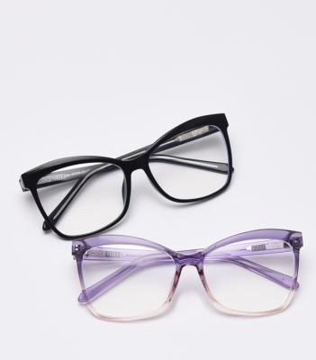 China Joysee 20211009 Retro Fashion Optical Frames Cat Shaped Glasses Frame Street Big Pulling Eyewear Flat Sheet TR90 Female Foot Myopia Frame for sale