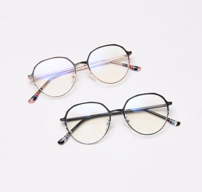 China Optical frames 2022 new personality color matching myopia glasses round frame for men and women frames all-match retro trend flat glass for sale