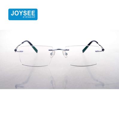 China Hot-selling 2021 Fashionable Titanium Rimless Eyeglasses Joysee Super Light Optical Frame Business Style For Trendy Men for sale