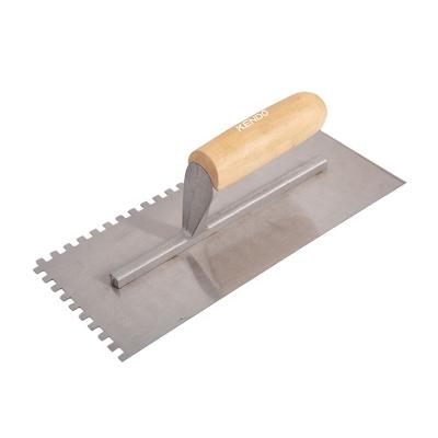 China Kendo Construction Hand Tools SQUARE Wooden Handle Plastering Finish Notched Trowel for sale