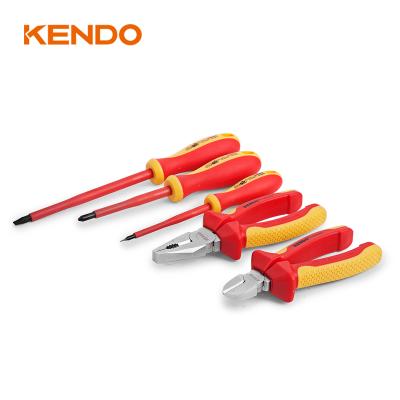 China For Working On Electrical Devices KENDO 5 PCs 1000V VDE Insulated Electrician Hand Tool Pliers Screwdriver for sale