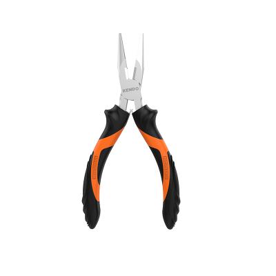 China Soft Iron KENDO Carbon Steel Nickle Iron Shear Wire Plated Long Nose Mini Plier for sale