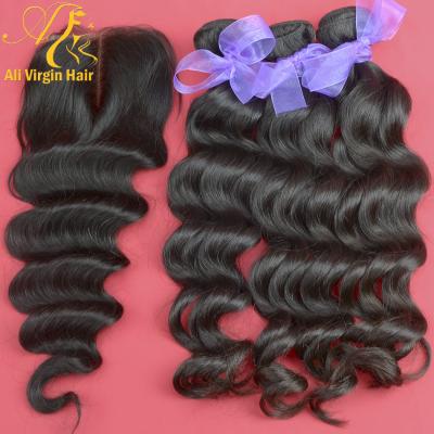 China Can Be Dyed / Can Be Permed Hot Selling Malaysian Virgin Hair 4pcs/lot 3pcs Bundles With Closure for sale