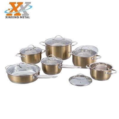 China Sustainable Hot Wholesale Kitchenware Potware 12 Pcs Stainless Steel Cookware Set for sale