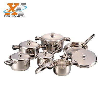 China Stainless Steel Sustainable European Home Cookware 12Pcs Set Cooking Pots And Pans for sale